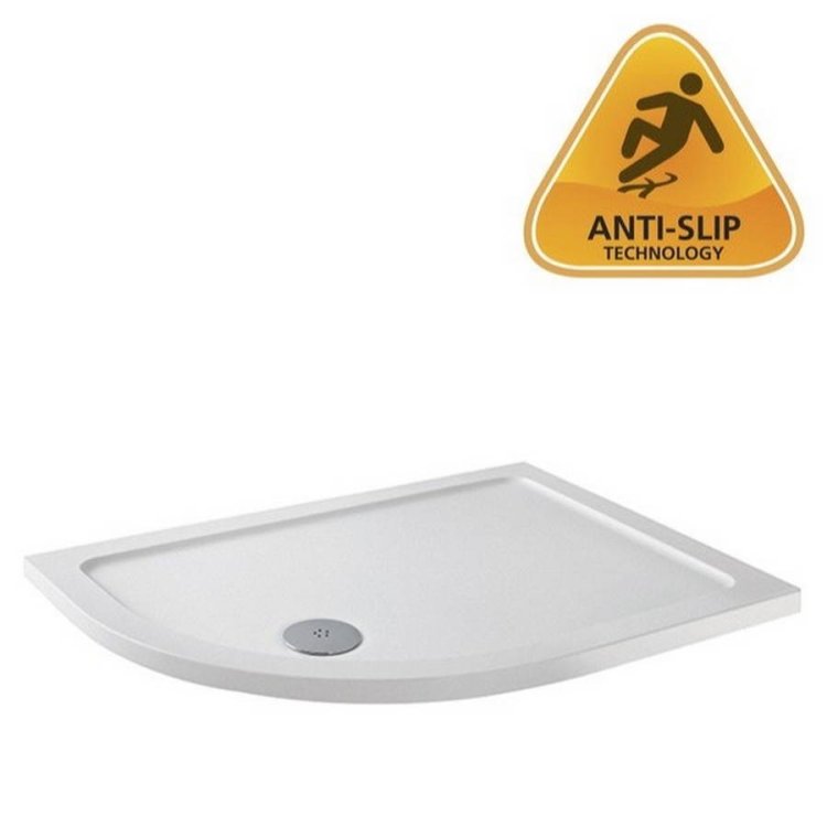 MX Ducostone 1000 x 800mm Left Hand Anti Slip Offset Quadrant Shower Tray with Waste