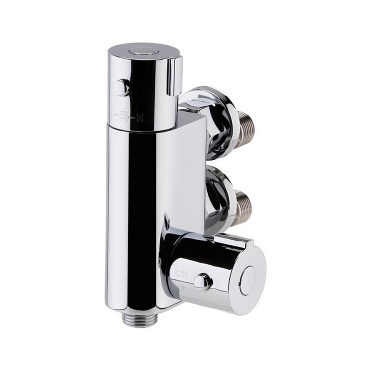 Nuie Round Chrome Vertical Thermostatic Shower Bar Valve