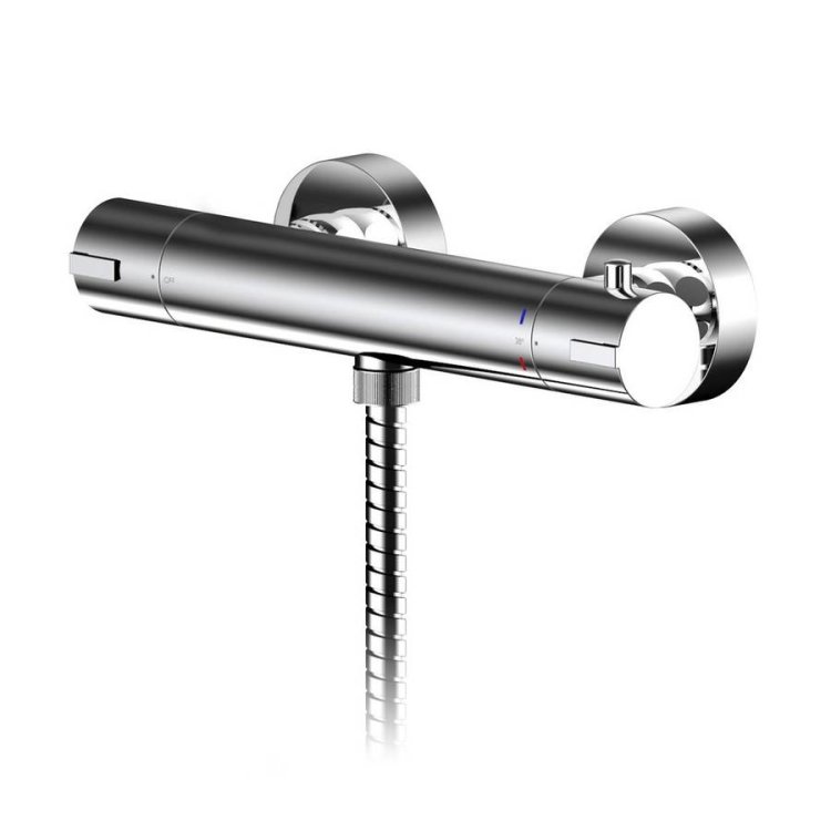 Nuie Arvan Round Chrome Thermostatic Shower Bar Valve