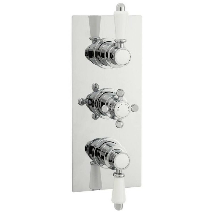 Nuie Victorian Chrome Thermostatic Triple Shower Valve