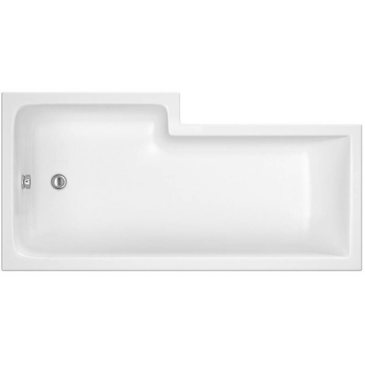 Nuie Square 1600 x 850mm RH L Shaped Shower Bath