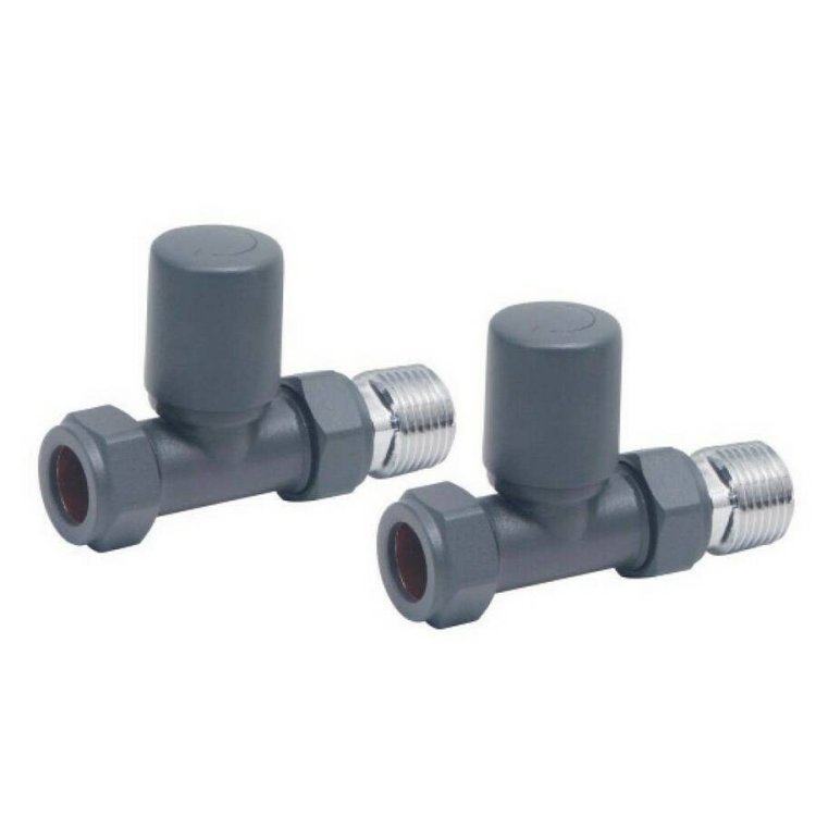 Scudo Modern Anthracite Straight Radiator Valves