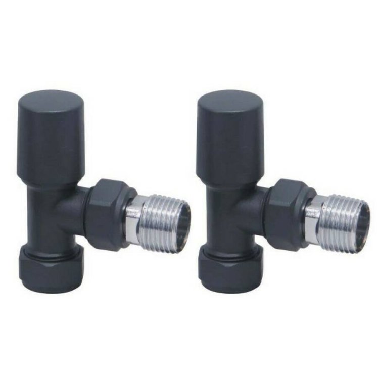 Scudo Modern Carbon Anthracite Angled Radiator Valves