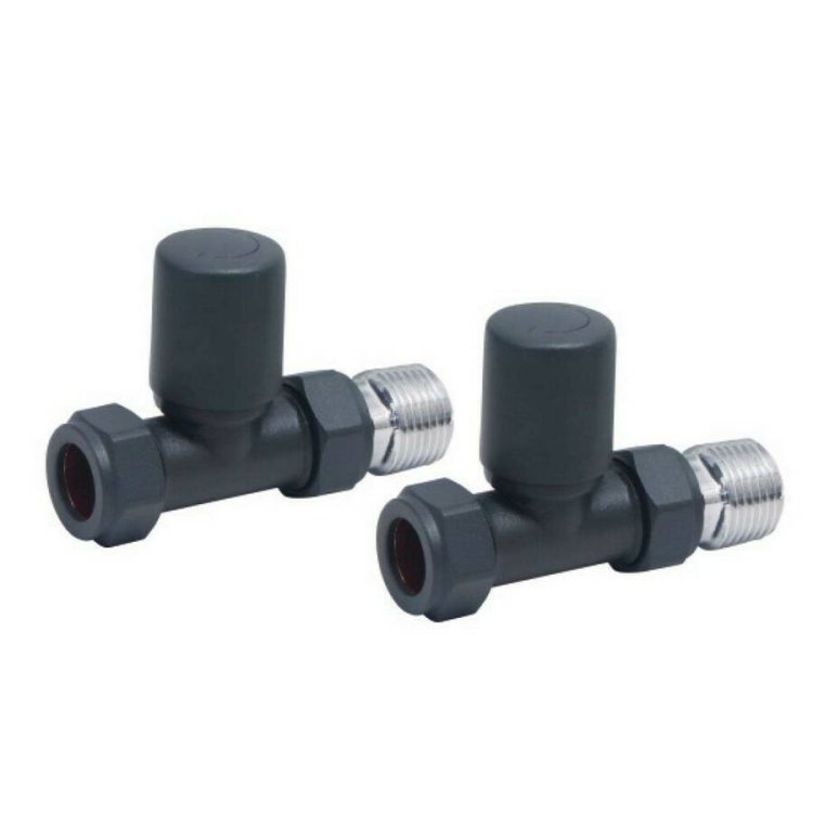 Scudo Modern Carbon Anthracite Straight Radiator Valves