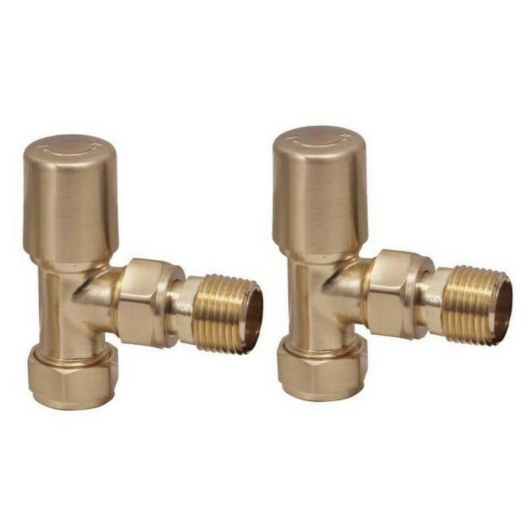 Scudo Modern Brushed Brass Angled Radiator Valves