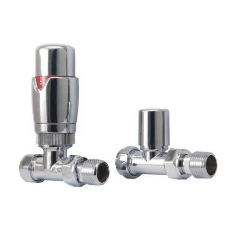 Scudo Designer Chrome Straight Thermostatic Radiator Valves