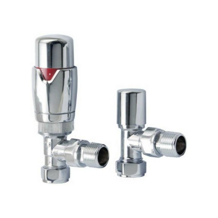 Scudo Designer Chrome Angled Thermostatic Radiator Valves