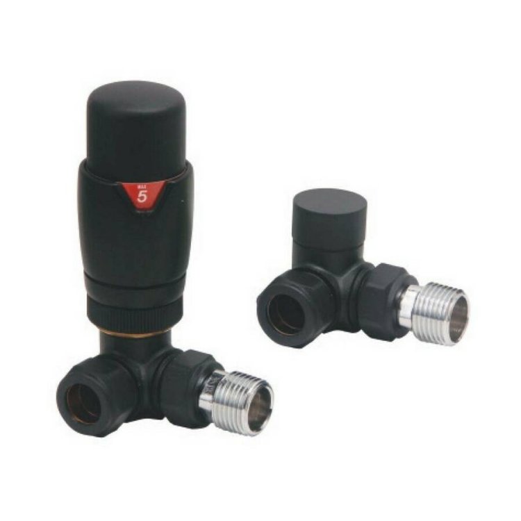 Scudo Designer Black Corner Thermostatic Radiator Valves