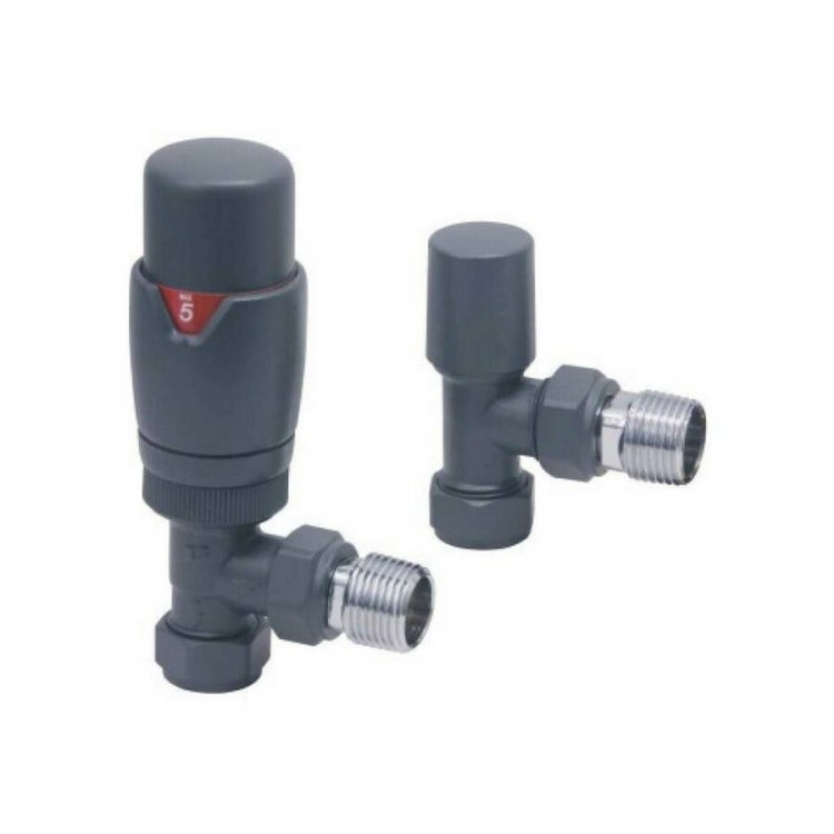 Scudo Designer Anthracite Angled Thermostatic Radiator Valves