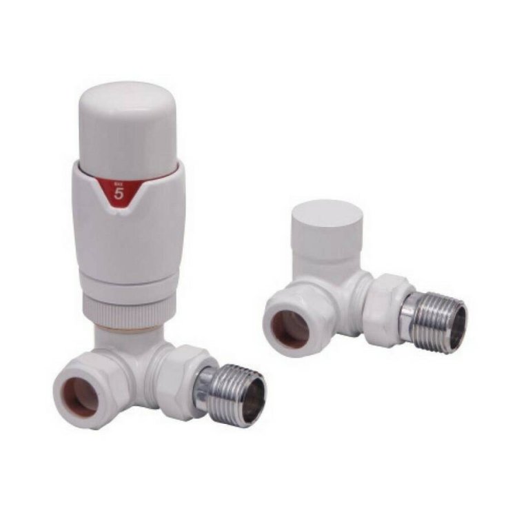 Scudo Designer White Corner Thermostatic Radiator Valves