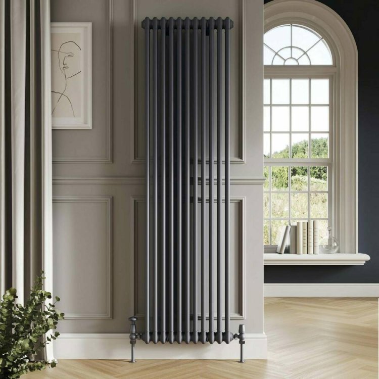 Scudo Anthracite 1800 x 335mm 2 Column Vertical Radiator