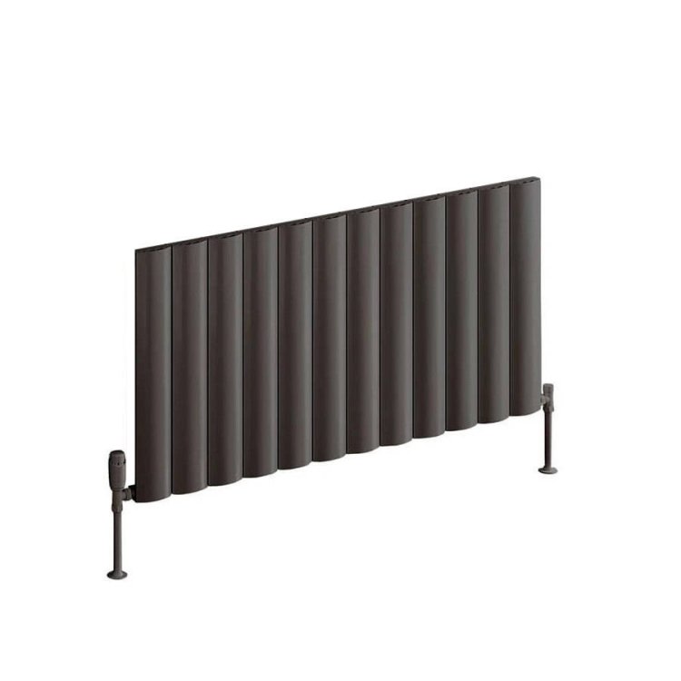 Reina Belva Single Horizontal Anthracite Aluminium Radiator 600 x 412mm