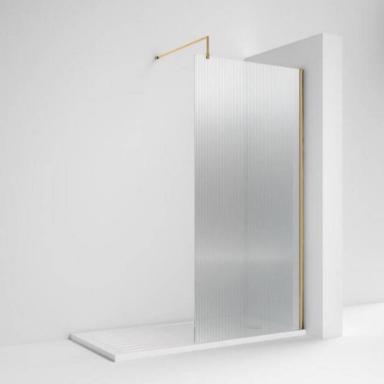 Nuie Brushed Brass 800mm Fluted Wetroom Panel