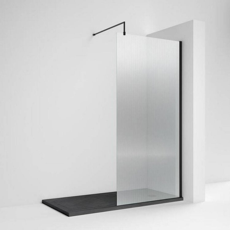 Nuie Black 900mm Fluted Wetroom Panel