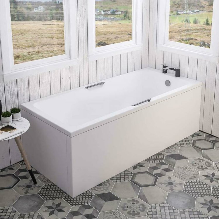 Beaufort Portland SE 1700 x 700mm 5mm Matt White Twin Grip Bath