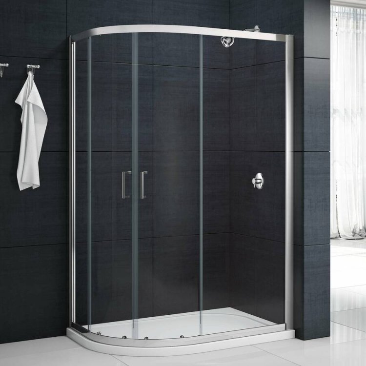 Merlyn Mbox 900 x 800mm Chrome Two Door Offset Quadrant Shower Enclosure