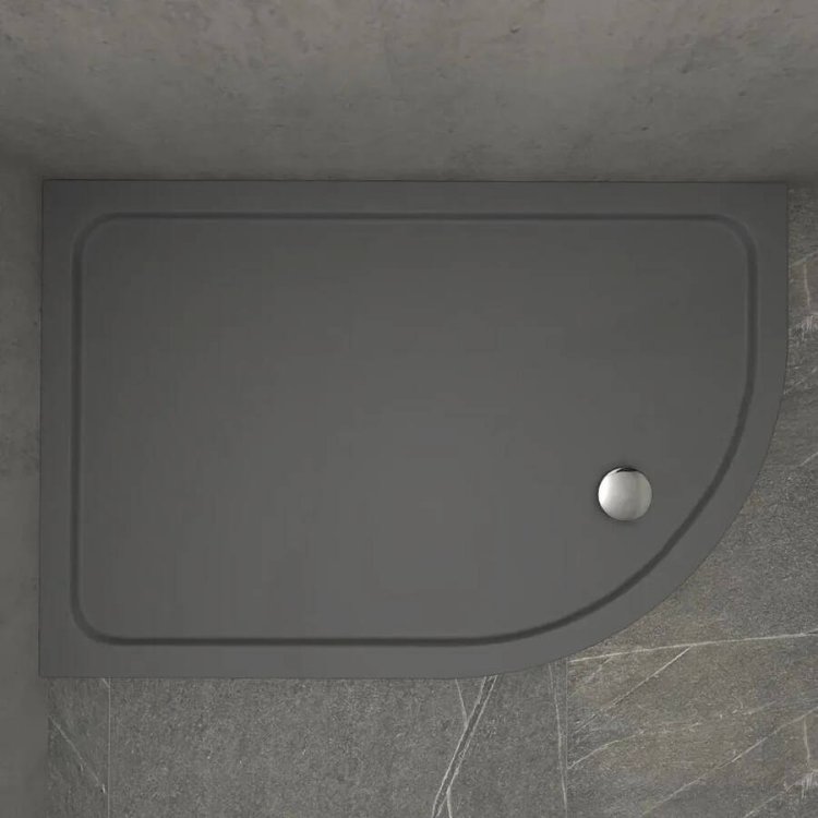 Kudos Kstone 1000 x 900mm Anti Slip Slate Grey LH Offset Quadrant Shower Tray