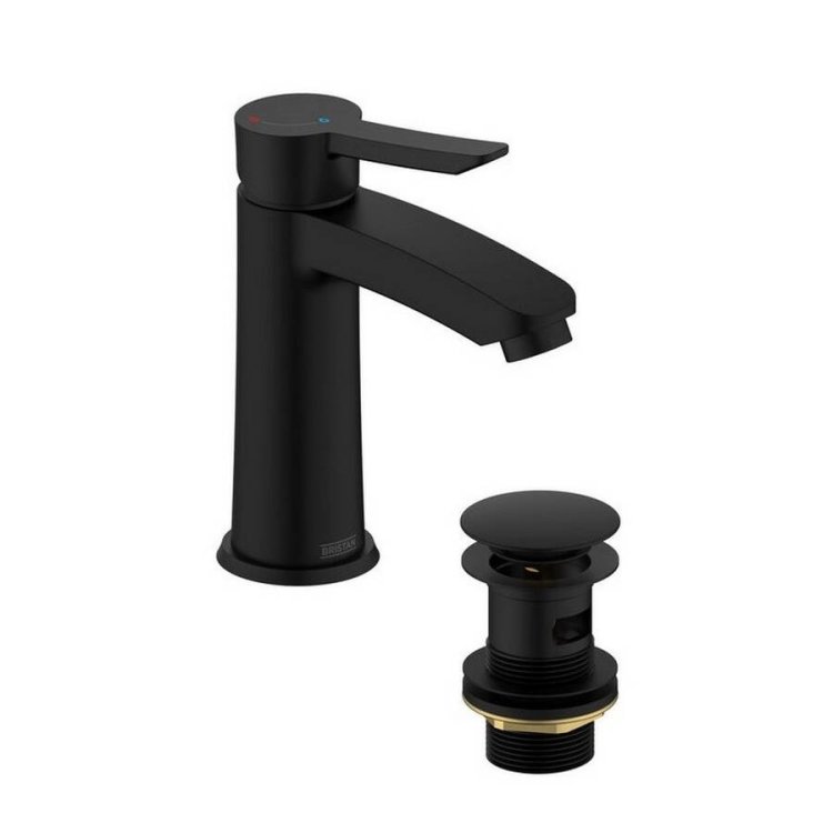 Bristan Apelo Black Eco Start Basin Mixer with Clicker Waste