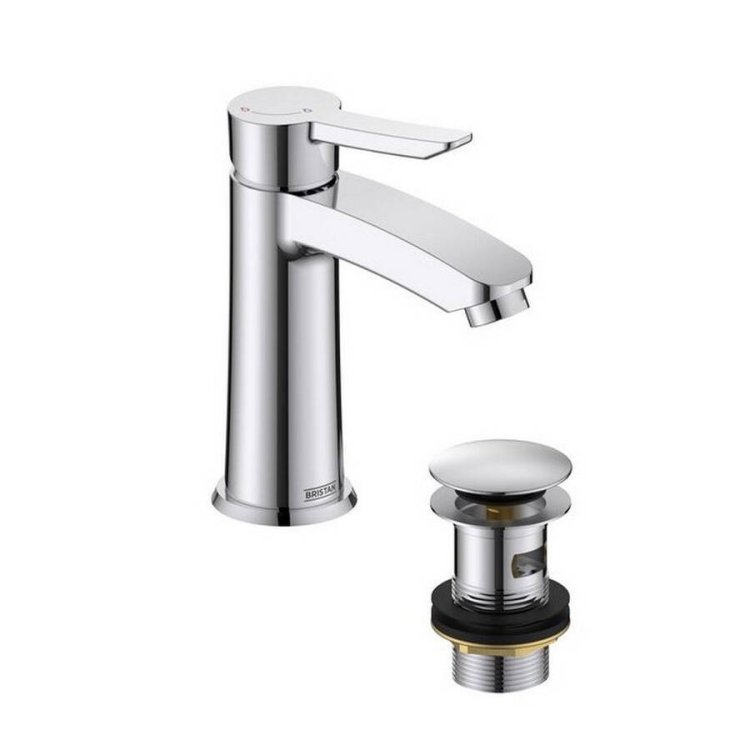 Bristan Apelo Chrome Eco Start Basin Mixer with Clicker Waste