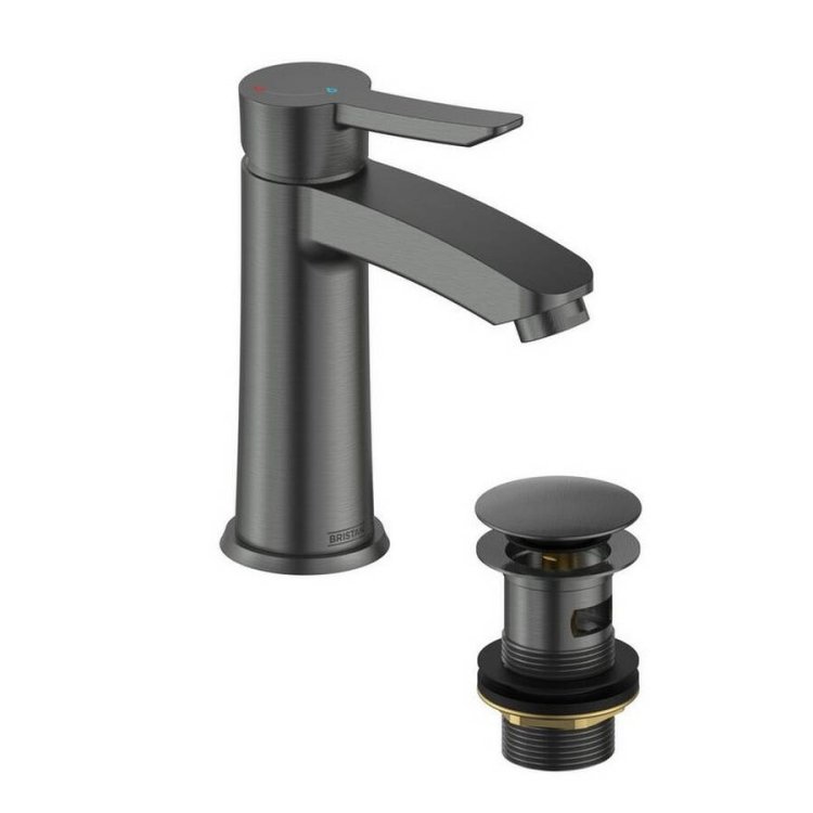 Bristan Apelo Gunmetal Eco Start Basin Mixer with Clicker Waste