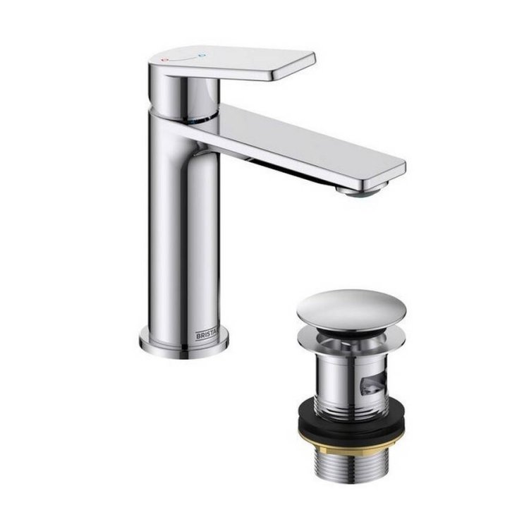 Bristan Frammento Chrome Eco Start Basin Mixer with Clicker Waste