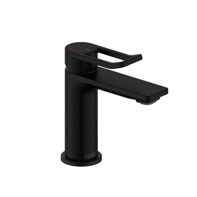 Bristan Saffron Black Eco Start Small Basin Mixer with Clicker Waste