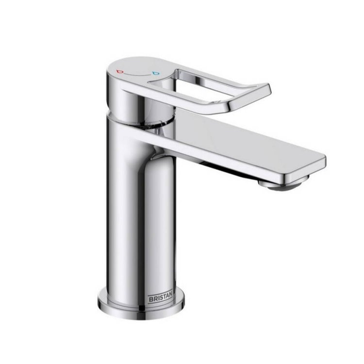 Bristan Saffron Chrome Eco Start Small Basin Mixer with Clicker Waste