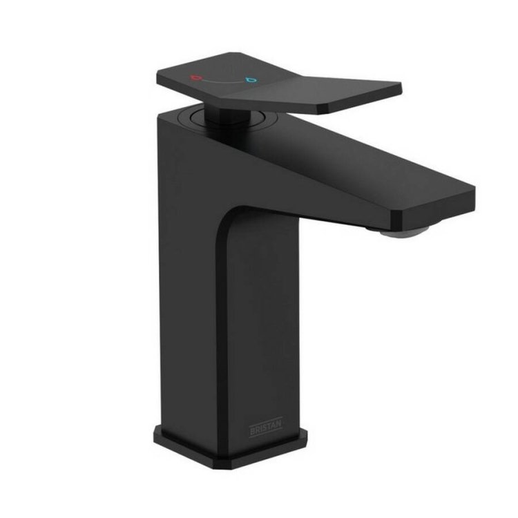 Bristan Tangram Black Eco Start Basin Mixer with Clicker Waste