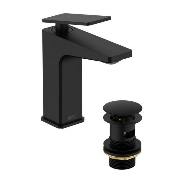 Bristan Delgado Black Eco Start Basin Mixer with Waste