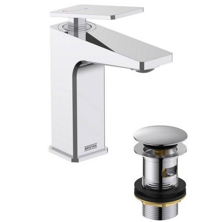 Bristan Delgado Chrome Eco Start Basin Mixer with Waste