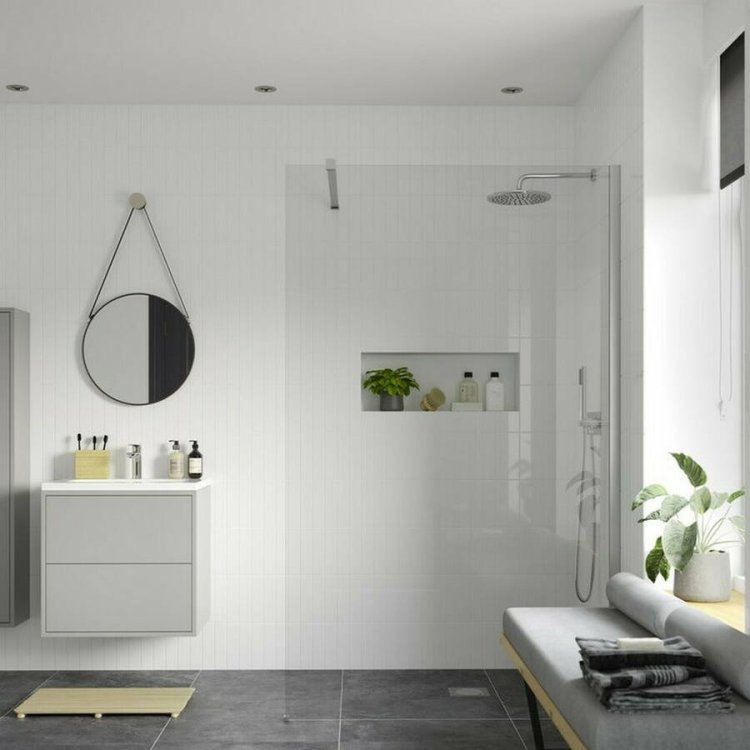 Ajax Reni 8mm Clear Glass 760mm Wetroom Panel in Chrome