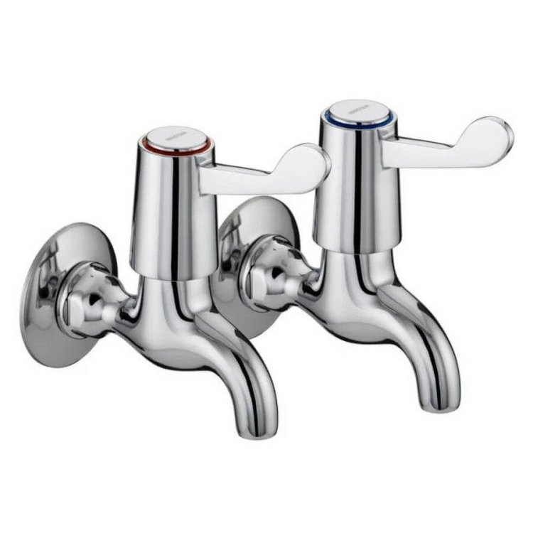 Bristan Value Chrome Lever Bib Taps with 3 Inch Handles