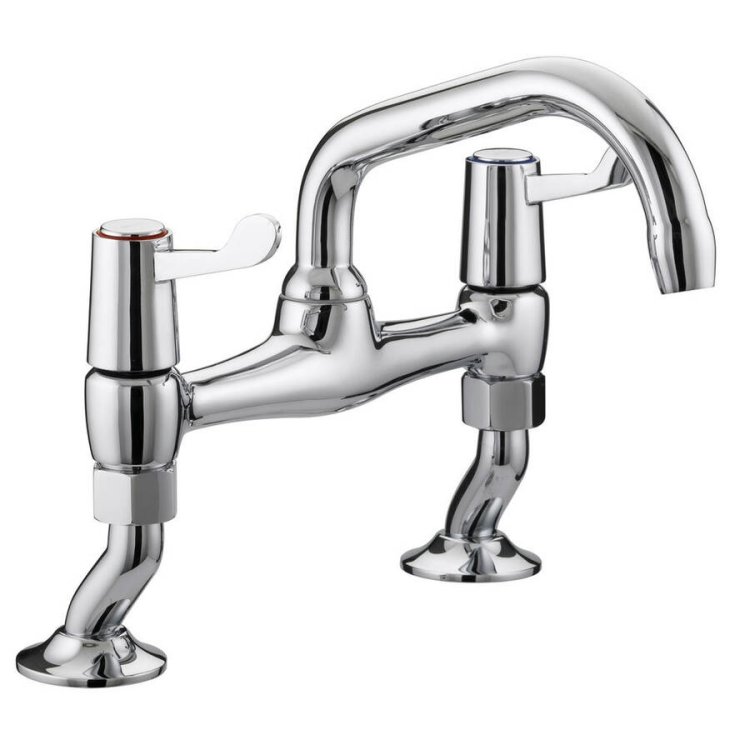 Bristan Value Chrome Lever Pillar Bridge Sink Mixer