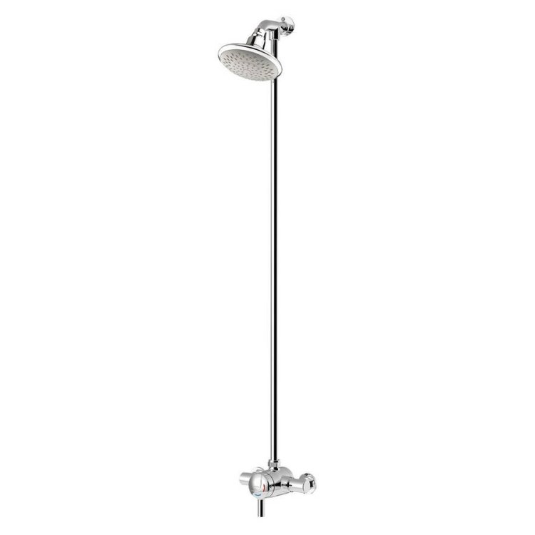 Bristan Opac Chrome Thermostatic Exposed Mini Shower Valve with Top Outlet Rigid Riser