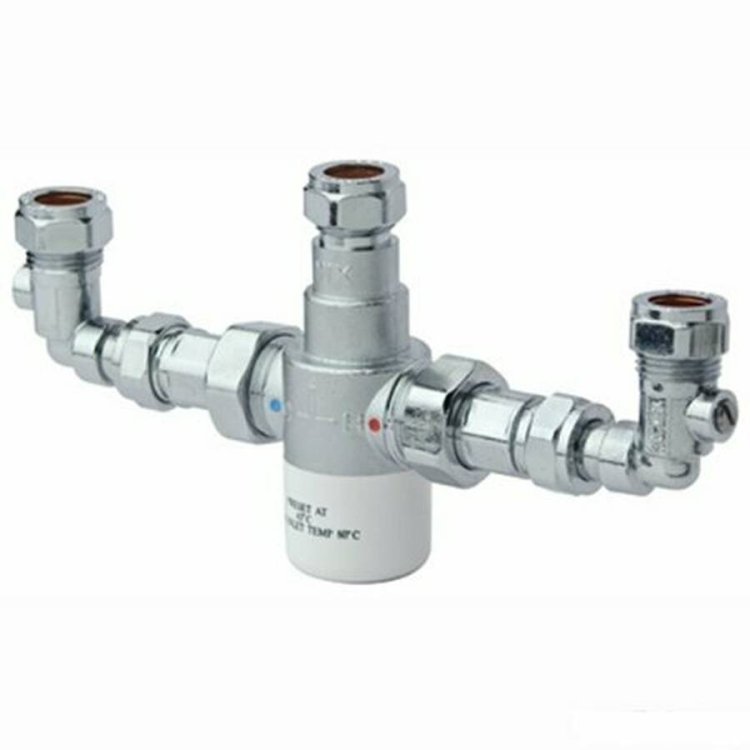 Bristan 15mm TMV3 Group Thermostatic Mixing Valve with Isolation Elbows