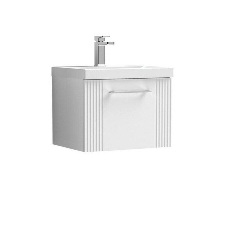 Nuie Deco White 500mm Wall Hung 1 Drawer Vanity Unit