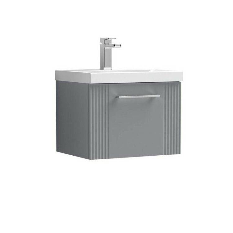 Nuie Deco Grey 500mm Wall Hung 1 Drawer Vanity Unit