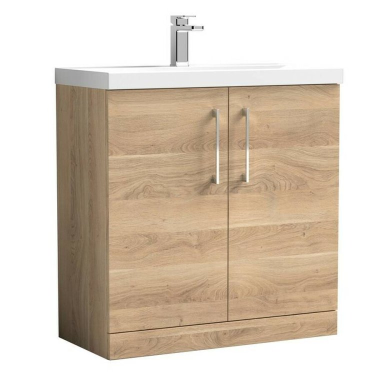 Nuie Arno Bleached Oak 800mm Floor Standing 2 Door Vanity Unit