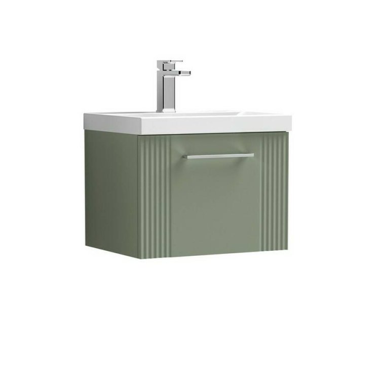 Nuie Deco Green 500mm Wall Hung 1 Drawer Vanity Unit