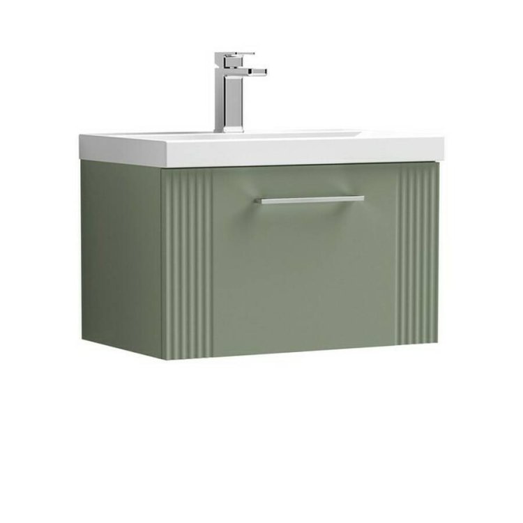 Nuie Deco Green 600mm Wall Hung 1 Drawer Vanity Unit