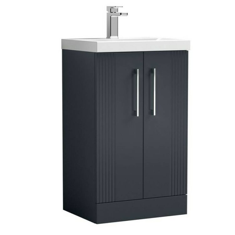 Nuie Deco Soft Black 500mm Floor Standing 2 Door Vanity Unit