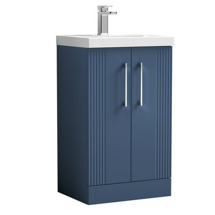 Nuie Deco Blue 500mm Floor Standing 2 Door Vanity Unit