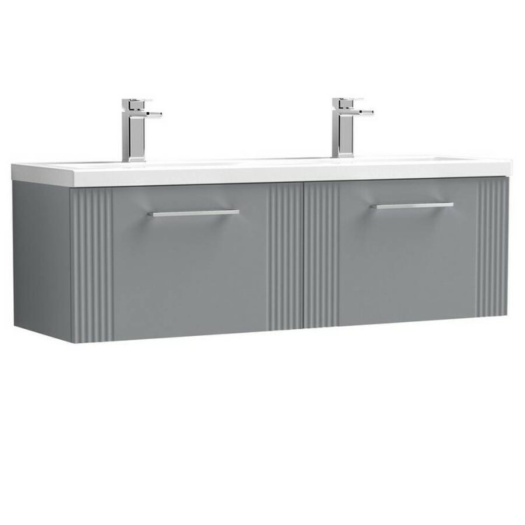 Nuie Deco Grey 1200mm Wall Hung 2 Drawer Vanity Unit