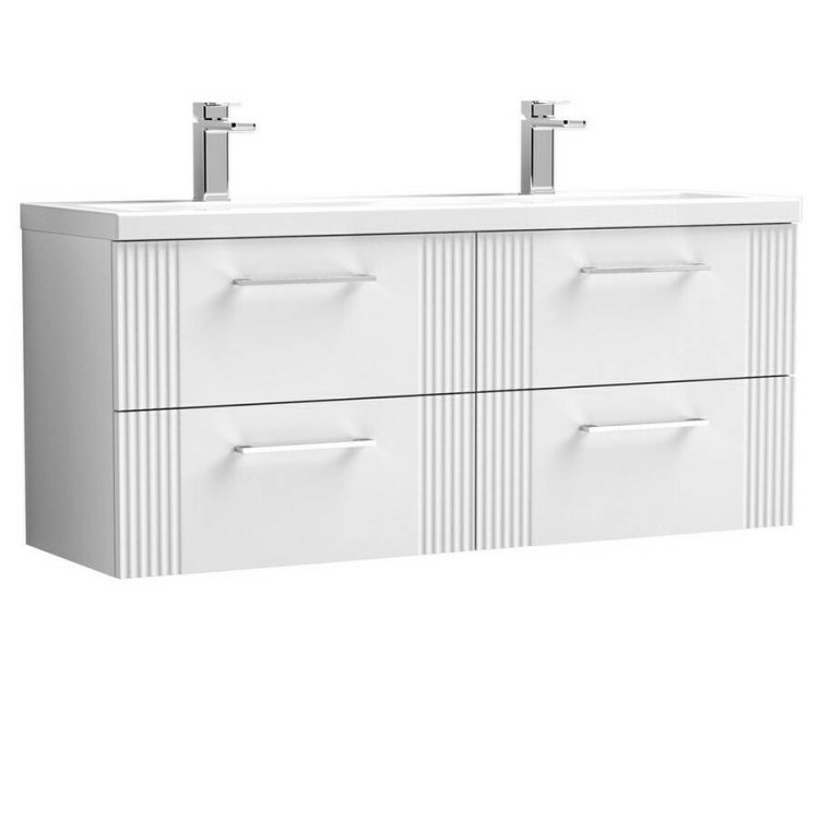 Nuie Deco White 1200mm Wall Hung 4 Drawer Vanity Unit