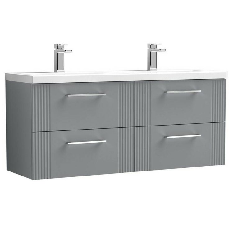 Nuie Deco Grey 1200mm Wall Hung 4 Drawer Vanity Unit