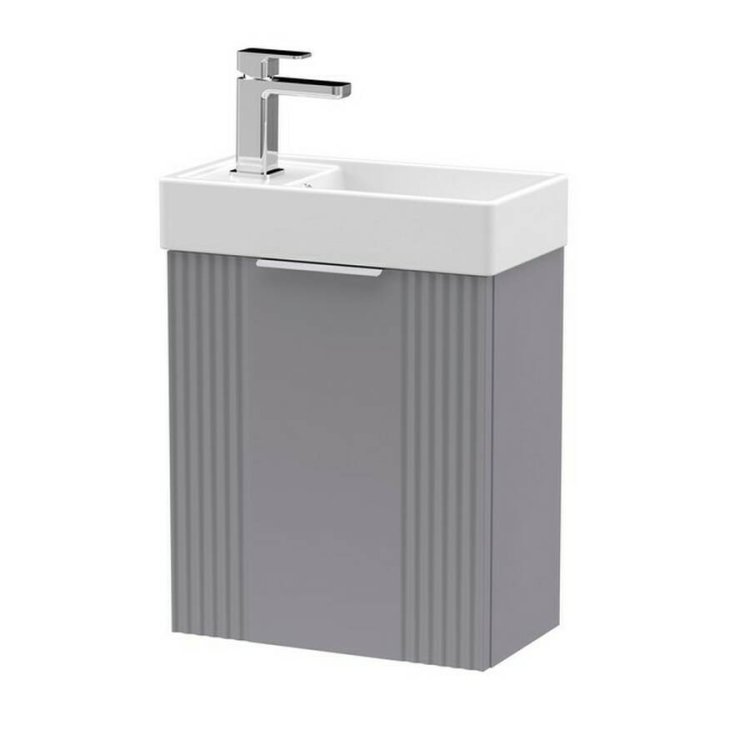 Nuie Deco Grey 400mm Compact Wall Hung 1 Door Vanity Unit