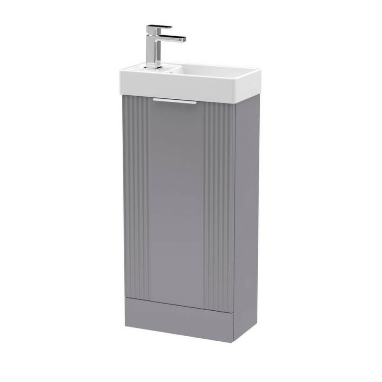 Nuie Deco Grey 400mm Compact Floor Standing 1 Door Vanity Unit