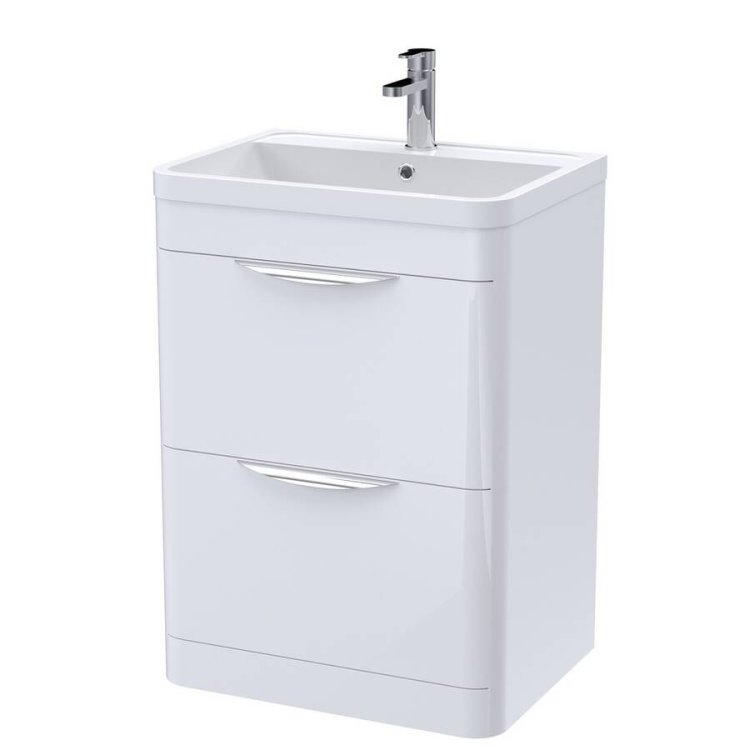 Nuie Parade White 600mm Floor Standing 2 Drawer Vanity Unit (FPA001A)