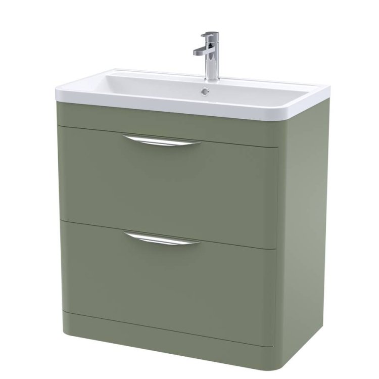 Nuie Parade Green 800mm Floor Standing 2 Drawer Vanity Unit (FPA804A)