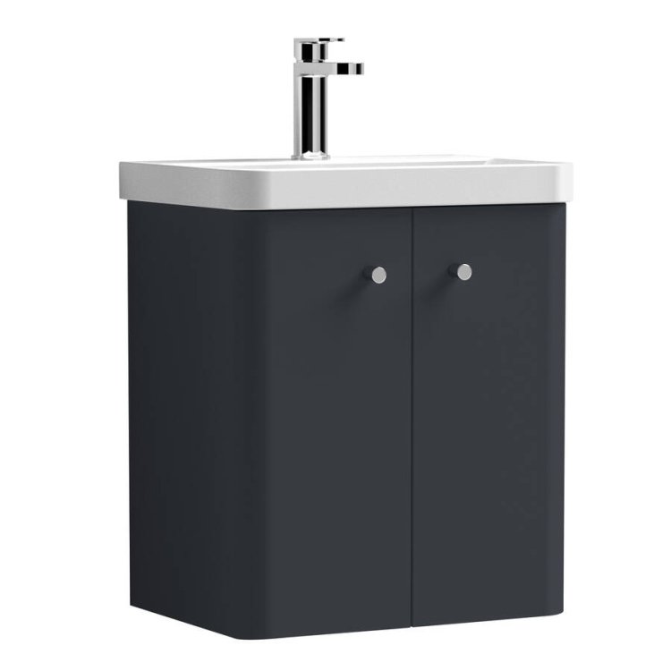 Nuie Core Soft Black 500mm Wall Hung 2 Door Vanity Unit